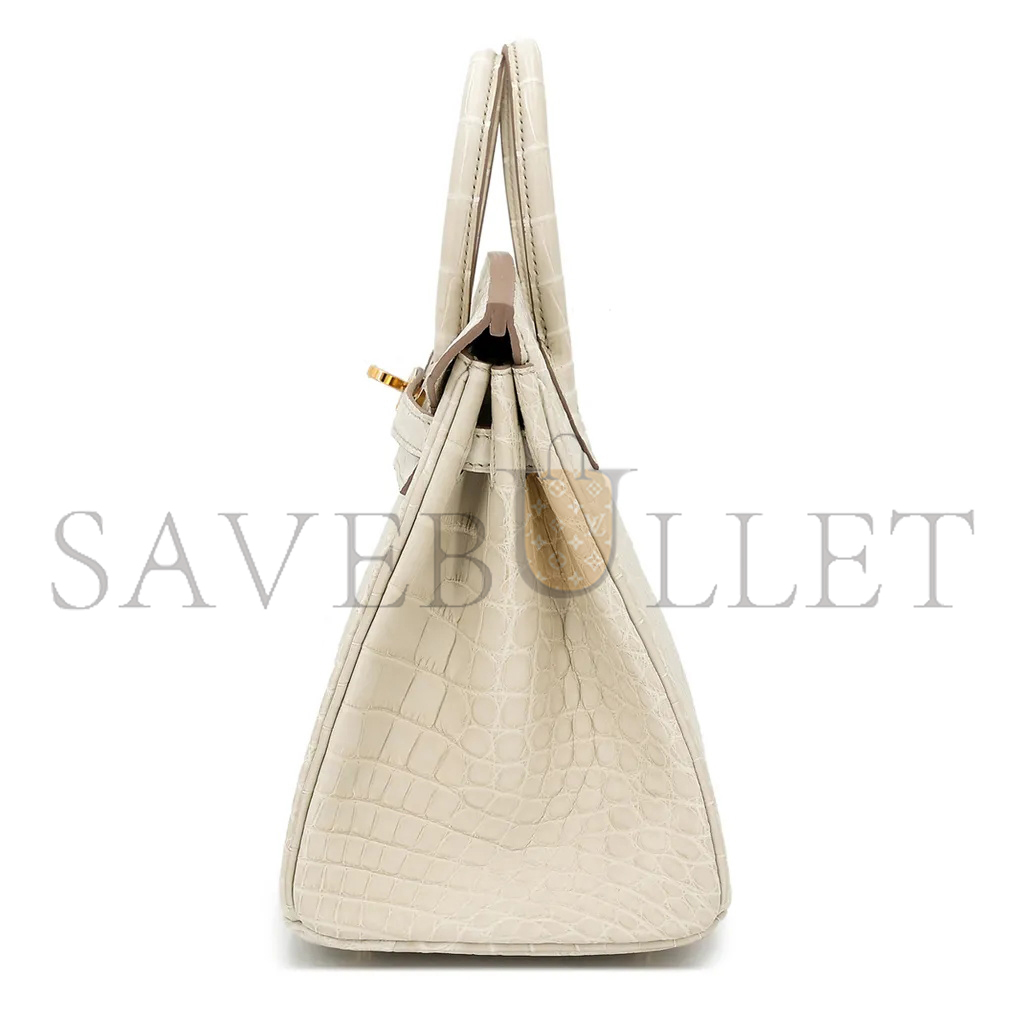 H**mes master birkin 25 crocodile leather glacier white gold buckle h041354ck29 (25*20*13cm)